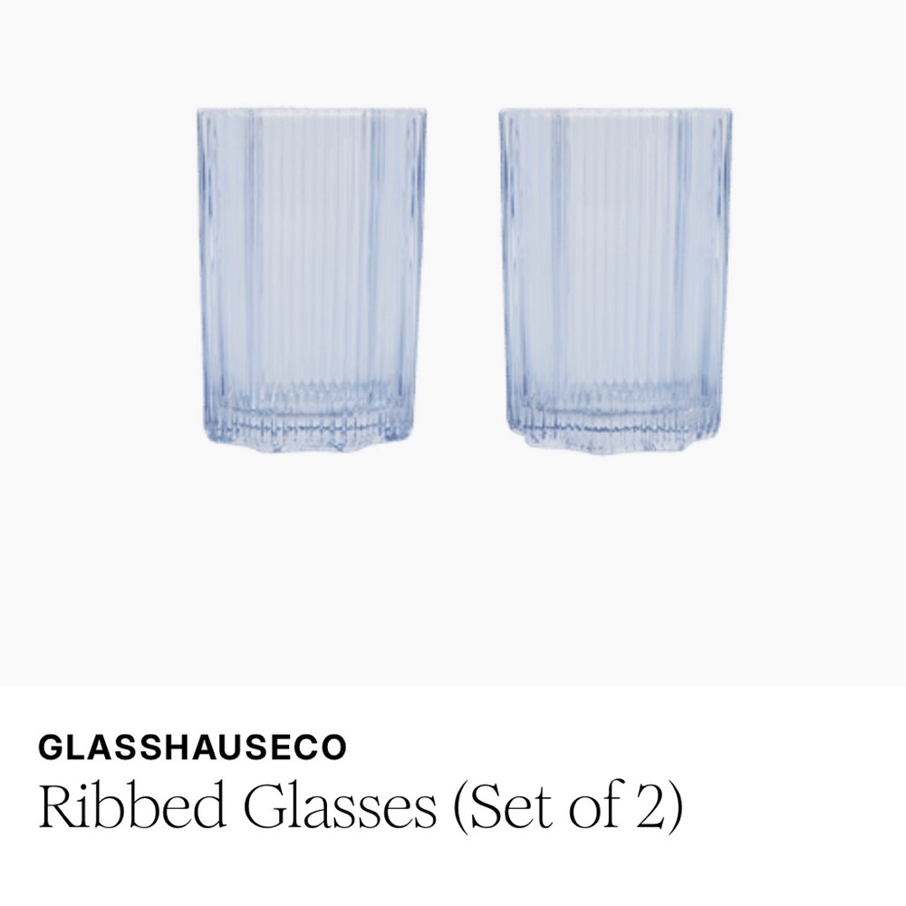 Light Blue Ribbed Glasses Set
